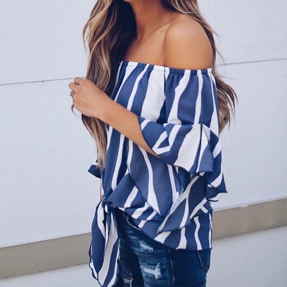 ❤️❤️❤️❤️ off Shoulder striped blouse - Picture 5 of 6